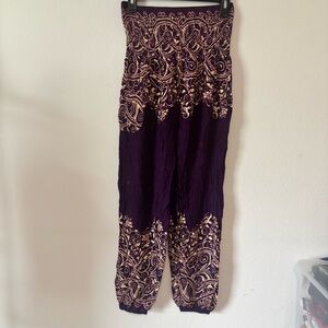 Elegant Purple and Gold Women's harem Pants